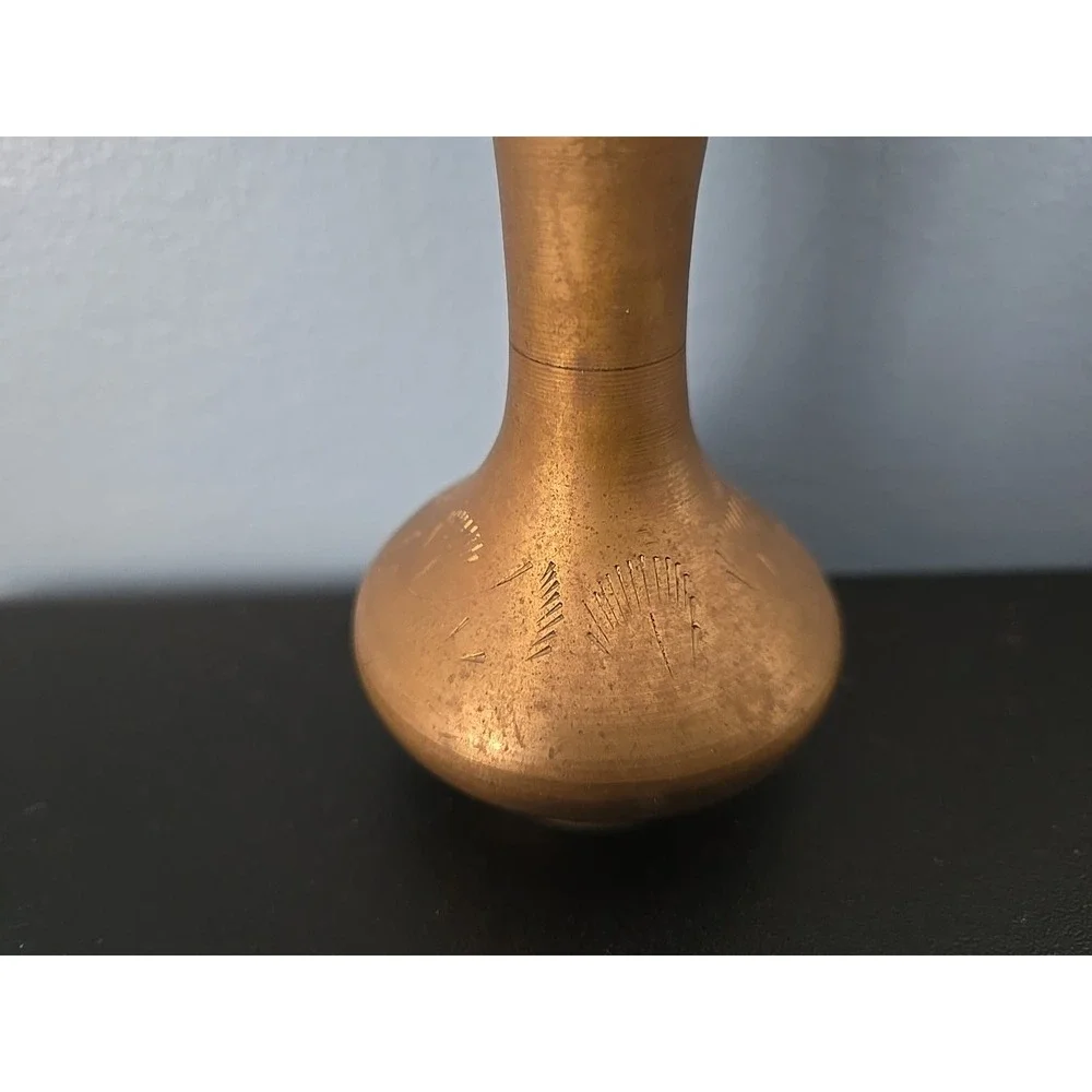 Brass Metal Flower Vase Vintage 4.5